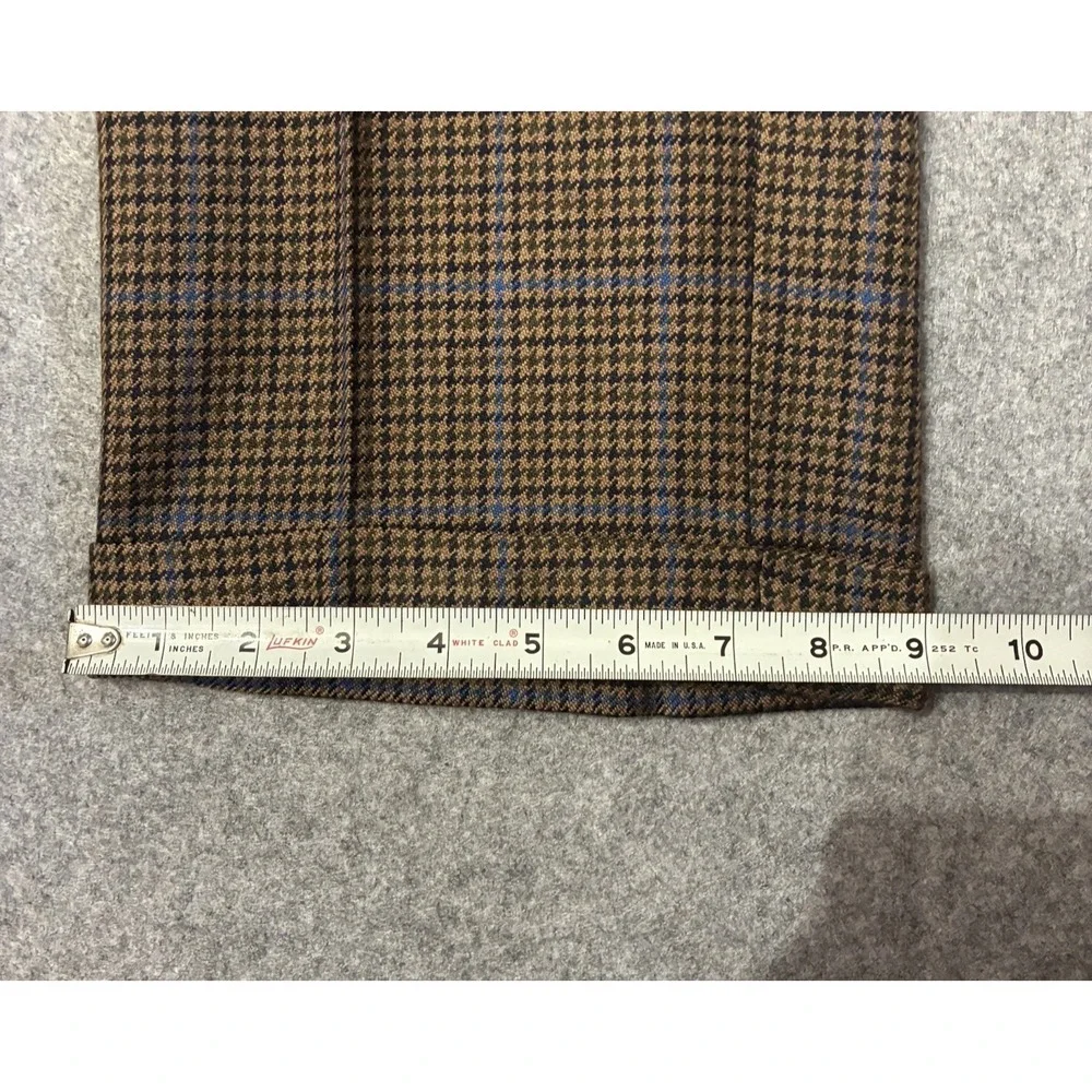 Vtg Oxxford Clothes Bespoke Mens 36x30 Houndstooth Pleated Pants Wool Cashmere